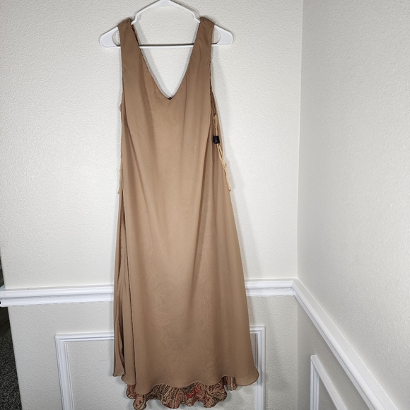 Jones New York Signature women midi dress Tan/ brown/red Size 18W - Picture 8 of 10